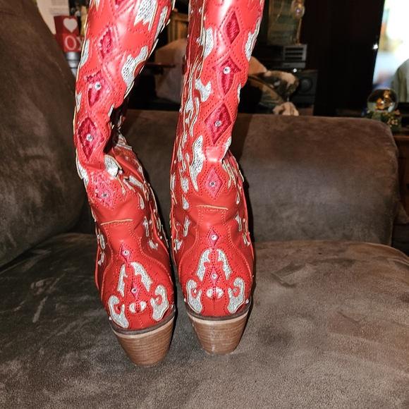 Sara Iris Women's Rhinestone Cowgirl Boots, Mid Calf Boots - Picture 4 of 12